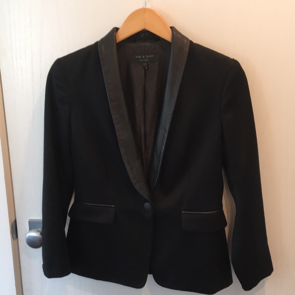 Rag & Bone Black Tuxedo Jacket With Leather - image 2